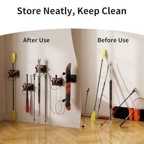 Ski Rack 1Pack, Ski/Snowboard Wall Mount, Skateboard Wall Mount, Fits Any Ski/Snowboard, Holds Up to 25lbs, Winter Gear Organizer, Vertical Ski Storage Rack for Home & Garage