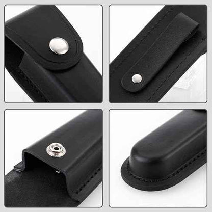 Pocket Knife Sheath, 5" Folding Pocket EDC Knife Case, Portable Pouch Knife Leather Holster with Snap Closure and Belt Loop, Accessory for Outdoor Climbing, Camping, Cycling and Hiking, Black