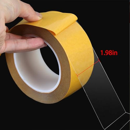 QDiShi Thin Double-Sided Tape, Woodworking Tape, Pet Double Sided Tape, High Tack Tape for Arts & Crafts, Photos, Scrapbook, Woodworking, Fixed Carpet, Wall D?cor (2in x 66ft)