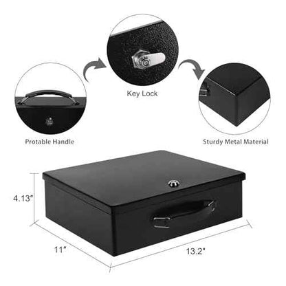 Fireproof Document Box,X Large Fire Resistant Safe Box with Key Lock for Home, Portable Fireproof Lock Box for Personal Items, Passport, Cash, Tablet, Exterior 13.2" x 11" x 4.13"
