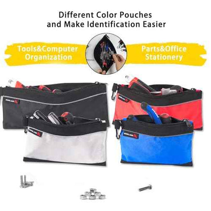 IRONLAND Small Tool Pouches with Zipper Premium Small Tool Bags Waterproof 1680D Pouch Bags for Men Multipurpose Storage Organizer Premium Heavy duty 4 Pack pencil bag
