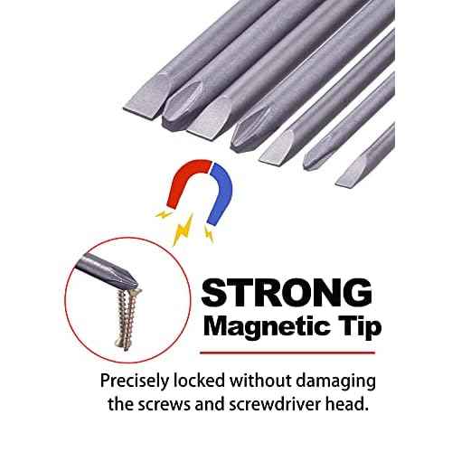 Rocaris 12 Pack 1/4 Inch Hex Shank Long Magnetic Screwdriver Bits Set 4 in Power Tools (Slotted+Cross Head)