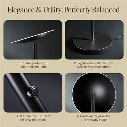 Skylight LED Floor Lamp, 3200LM, 71" Modern Torchiere in Zen Black, Stepless Dimming, Remote & Touch Control, Bright Light for Living Room or Bedroom, Weighted Base