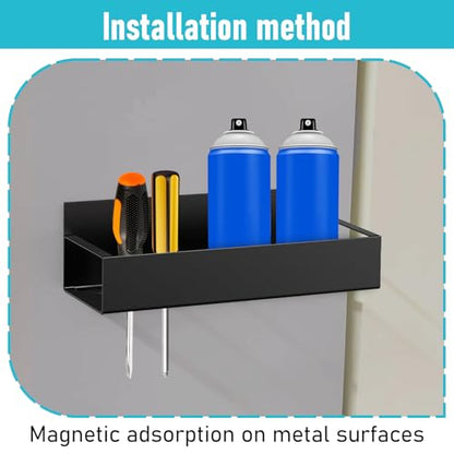 6 Pcs Magnetic Spray Can Holder, Magnet Toolbox Holder, Wall Mounted Spray Bottle Rack, Mechanic Paint Can Organizer, Tool Box Storage Rack for Garage Home Workspace (Black)
