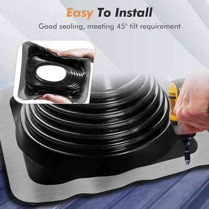 #6 Epdm Metal Roof Vent Boot, Flexible Roofing Boots Fits Pipe Od 4 3/4'' to 10'', Metal Roof Jacks Flashing for Houses Includ Roofing Screws & Hex, Black/ 1 Pcs