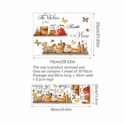 Bowl Kitchenware Utensil Shelf Wall Stickers, sacinora The Kitchen is the Heart of Home Butterfly Bee Wall Decal Removable Vinyl Peel and Stick for Kitchen Dining Restaurant Baking Room Bar Home Decor