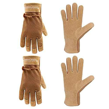 HLDD HANDLANDY Work Gloves for Women and Ladies, Leather Gardening Gloves Flexible Mechanic Working Gloves