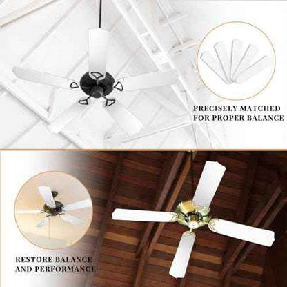 5Pcs Replacement Fan Blades for 42 52 Ceiling Fan Waterproof Weatherproof Blades Replacement for Broken Substitution Indoor Outdoor Summer(White,52 Inch)