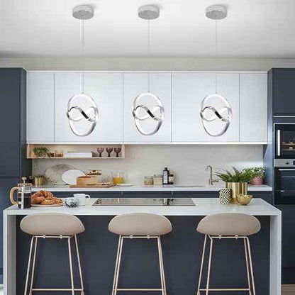 6000K Modern Pendant Light Fixtures, LED Pendant Lights Kitchen Island Lighting Adjustable Height Chrome Hanging Lights for Dining Room Kitchen Bedroom, 1Pack