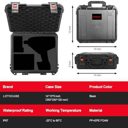 Case for Milwaukee M18 Impact and Torque Wrench - Waterproof Hard Tool Box for Milwaukee Set, Power Tool Combo Kit Bag for 18V 20V 2/1 3/4 3/8 Cordless Torque Wrenches/Battery (Case Only)