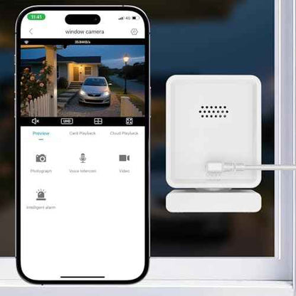 Window Camera, 3MP 2K Indoor Cameras for Home Security with Mounting Sticker,AI Color Night Vision, Person & Motion Detection,Support 2.4GHz & 5GHz WiFi
