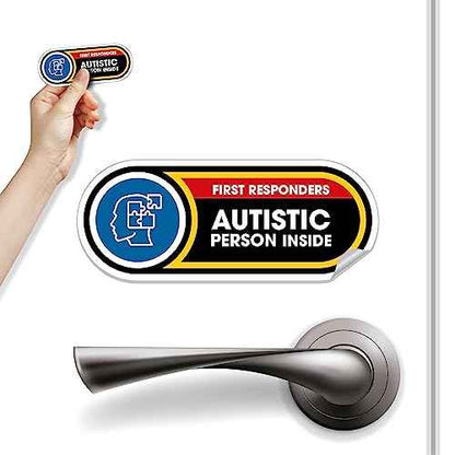 Autistic Person Inside 1 Small Sticker | Autistic Person Inside Safety Sign | Permanent Matte Laminated Waterproof and UV Resistant Vinyl | 2x5 inch Sticker for First Responders Autism Awareness