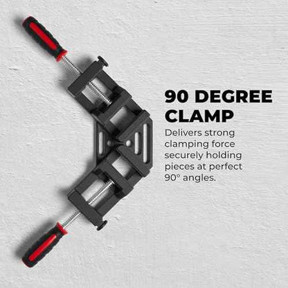 90-Degree Angle Clamp - Home Improvement Corner Clamp for Wood, Metal Tubes & Glass - Adjustable Hand Tool - Aluminum Alloy Die-Cast