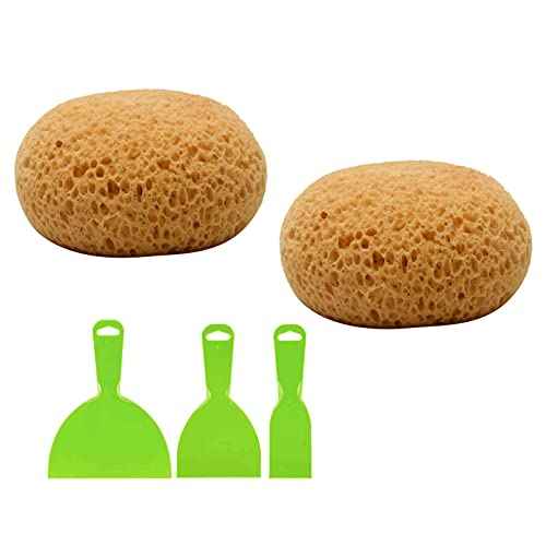 Just E Joy Texture Sponge w/Scraper, Home Decor Drywall Texture Patch Sponge for Wall Texture Repair/Drywall Repair/DIY Painting Ceiling, Washable & Reusable(Size:2 pcs)