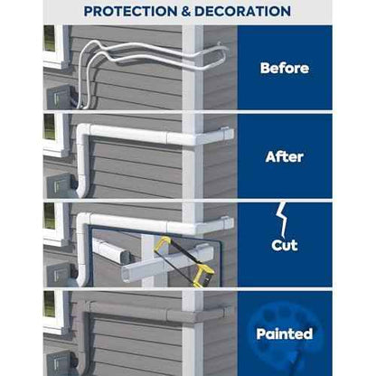 Mini Split Line Set Cover: 3" 17Ft Line Set Cover Kit for Minisplit with Flexible Duct, Decorative Lineset Cover Kit, Paintable for AC Pipe, Air Conditioner, HVAC, Heat Pumps, Central AC