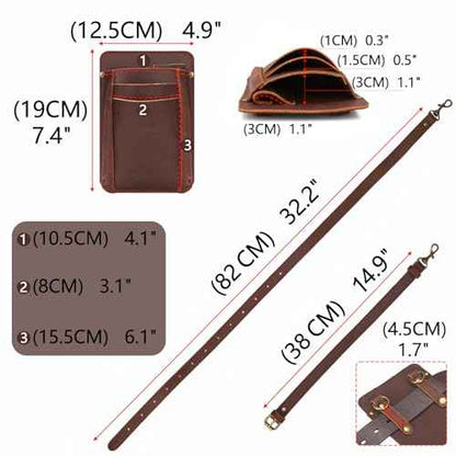Tourbon Leather Florist Tool Waist Pouch Belt Garden Shoulder Crossbody Tools Bag Gardening Pruning Shears Holder Organizer Kit 4 Pockets (Brown)