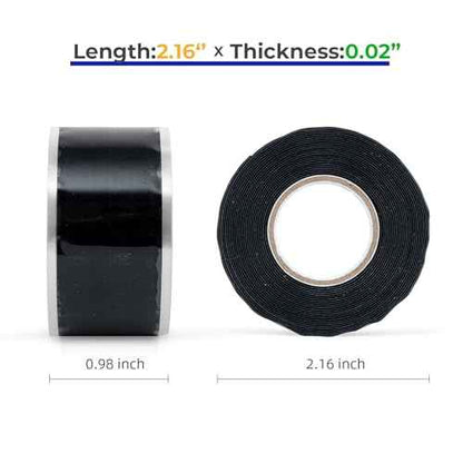 2 Rolls Rescue Tape Self-fusing Silicone Tape 1in(W) x 20ft(L) Waterproof Rubber Tape, Water Hose Leak Seal Pipe Plumbing Hose Repair Tape for Cable Insulating Strech Wrap Seal Black Grip Tape