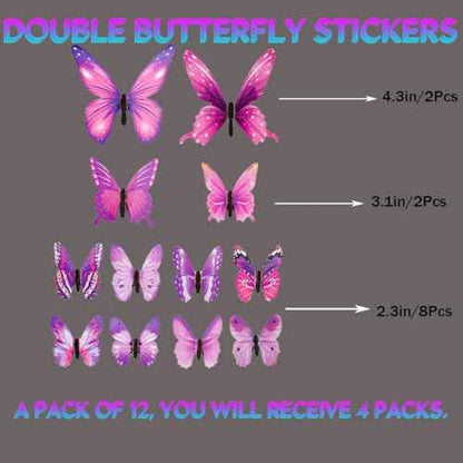 48 Pcs Glow in The Dark 3D Butterfly Wall Decor Halloween Decoration DIY Butterfly Wall Decals for Party Supplies Living Room Decorations