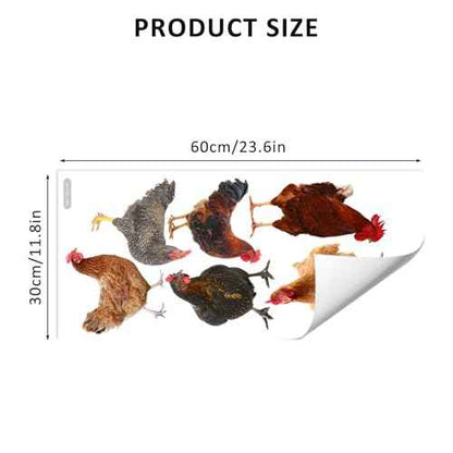 Chicken Wall Stickers, Farmhouse Hen Rooster Wall Decals, Chicken Art Background Decorative Stickers for Kitchen Dining Room Refrigerator Door