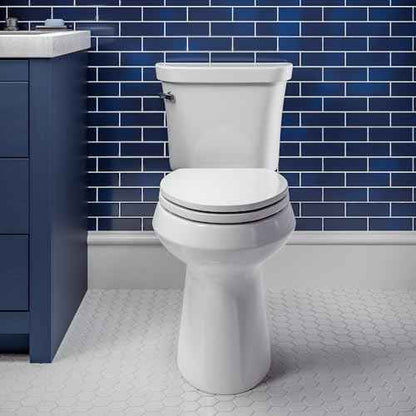 Mayfair Preston Easy to Clean Single Hinge Toilet Seat, Modern Slow Close Plastic Toilet Seat, Made in USA, Elongated, White