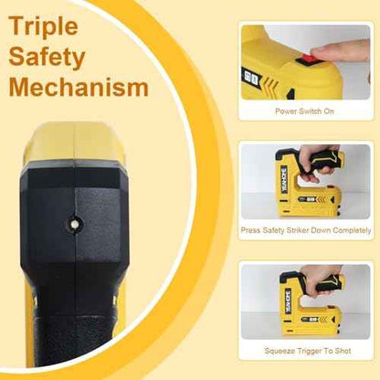 YEAHOME Electric Staple Gun, 2 in 1 Light Duty Cordless Staple Gun for Upholstery with 2000 Staples & Nails, 3.7V Brad Nailer Kit with USB Charger & Staple Remover for Wood, Carpentry, Crafts, DIY