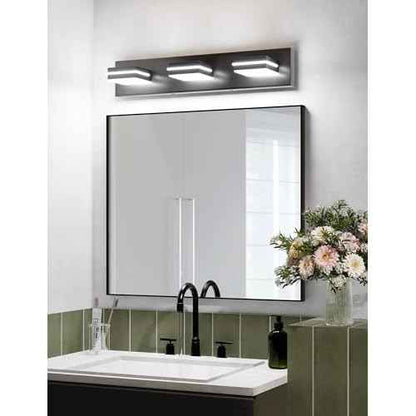 VOLISUN Modern Bathroom Vanity Light Fixtures (3-Light, 24-Inch), Matte Black LED Bathroom Lighting Fixtures Over Mirror, 360¡ÆRotable Head, LED Vanity Lights for Bathrooms (Cool White 6000K)