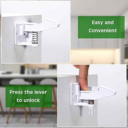 Tuanse 30 Pcs Cabinet Locks Invisible Safety Drawer Latches with Screws Self Adhesive Cabinet Drawer Locks for Home Kitchen Furniture Door Latches(White)
