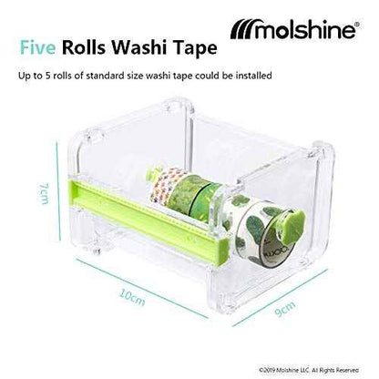 molshine Transparent Visible Desktop Multi Washi Masking Tape Dispenser,Tape Cutter,Roll Tape Holder (Not Include Masking Tape) (Beige)