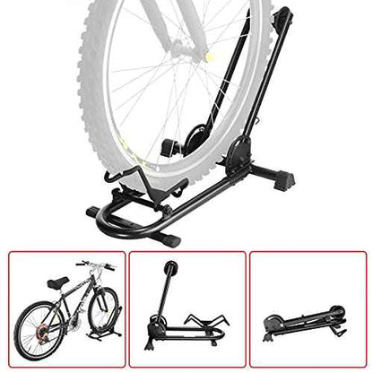 Bike Floor Stand ? Foldable Bicycle Stand with Rubber Feet for Indoor Bike Storage ? Touchless Parking for a Mountain, Road, or BMX Bike