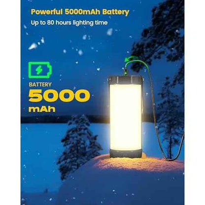 Glocusent 106 LED Camping Lantern Rechargeable, Up to 80Hrs, 5000mAh Lantern with 5 Brightness 3 Modes & SOS, IP68 Waterproof, Max 1200LM, Camping Light for Power Outages Hiking Emergency Hurricane