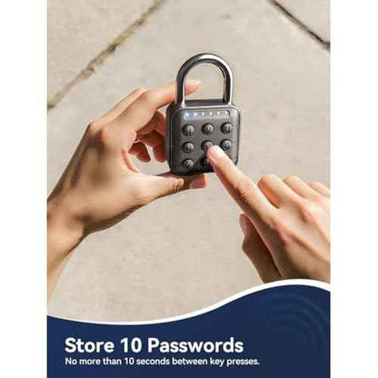 NexusLab 6-Digit Smart Padlock with TUYA App - IP67 Waterproof, Military Zinc Alloy, 10 Passwords, Dual Alerts for Gym/School/Travel Lockers (Black) (with Tuya APP Contrl)