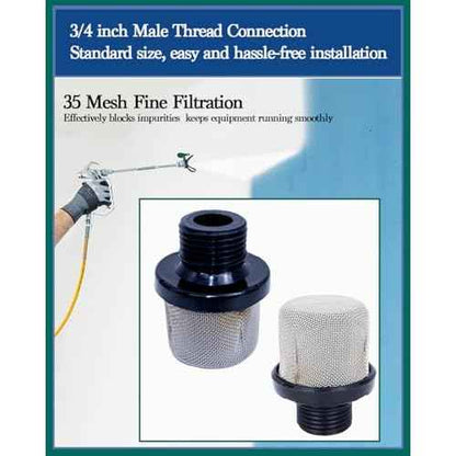 (2-Pack) 288716 3/4¡± 35Mesh Airless Paint Sprayer inter filter with Teflon Tape, Compatible with Graco Magnum X5 LTS15 X7 LTS17 ProX7 ProX17 ProX19 ProLTS170 ProX19 ProLTS190, Garden Hose Inlet Filter