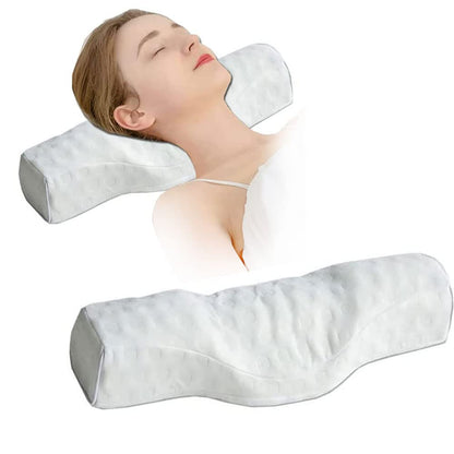 Cervical Neck Pillow for Pain Relief Sleeping, Neck roll Pillow Memory Foam for Stiff Neck Pain Relief ，Travel Bolster Pillow for Bed for Side Sleepers Back Sleeper. (Blue)