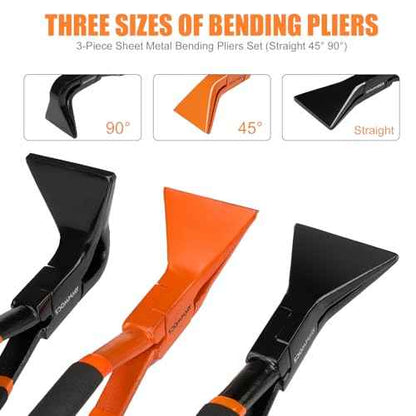 3-Piece Hand Seamers Sheet Metal Tools, Straight, 45¡Æand 90¡Æ Sheet Metal Bending Pliers, Sheet Metal Bender Set for Roof, HVAC, Workshop, DIY