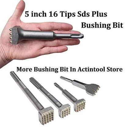 5 5/8 in. x 1 1/4 in. 16 Tips Concrete Repair Patch Prepare SDS Plus Chisel, 1 1/4 Inch Square Head SDS Plus Bush Hammer Drill Bit for Rotary Hammer (Pack of 2)