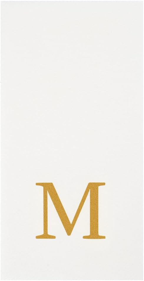 Restaurantware Napkins Pack of 300 Gold Letter M Linen-Feel Paper Disposable