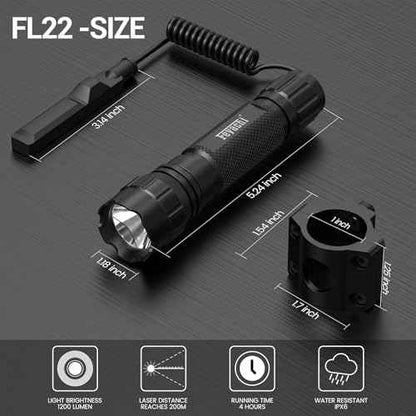 Feyachi FL22 Tactical Flashlight 1200 Lumens LED Light M Lock Rail Mount Ar Flashlight with Pressure Switch