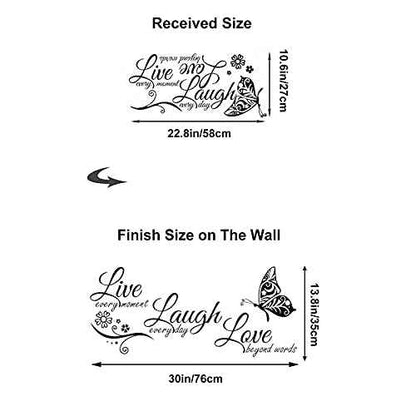 Live Laugh Love Wall Decal Art, Vinyl Live Every Moment Laugh Every Day Love Beyond Words Wall Decor Stickers Motivational Quotes for Bedroom, Removable Wall Sign Mural DIY Home Decoration(13.8Wx30L)