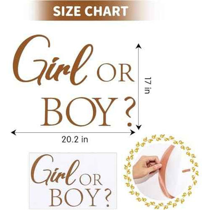 Girl Or Boy Decal Sign for Balloons Arch Backdrop, Large Adhesive Sign Decal Letters Sticker Wall Decor Decorations for Baby Shower Gender Reveal Party