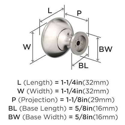 Amerock Edona 1-1/4 inch (32mm) Diameter Polished Nickel Cabinet Knob - 25 Pack
