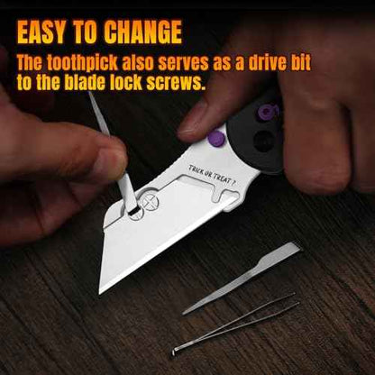 Kizer Uti Bear(New Dual-screw Version) Folding Utility Knife, Clutch Lock Box Cutter EDC Pocket knife with 5PCS Razor Blades, G10 Handle Pocket Knives for Men Women Gift V3619JHW1