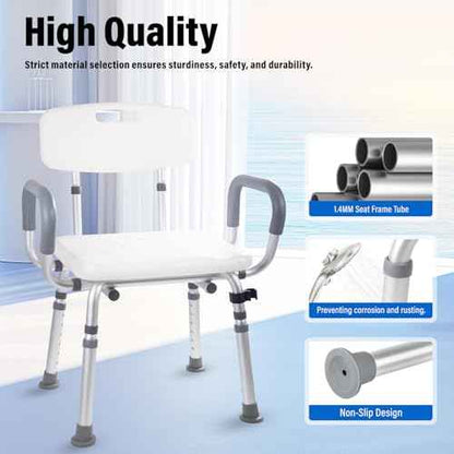 Swivel Shower Chair for Seniors, 400 lbs Heavy Duty, Blue, Aluminum, Bath & Shower Safety Seating