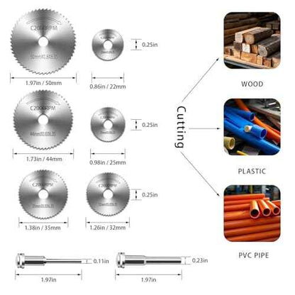 66Pcs Cutting Wheel Set for Dremel Rotary Tool 20Pcs Resin Cutting Discs 6Pcs HSS Circular Saw Blades 10Pcs 545 22mm Diamond Cutting Wheels 20Pcs Sanding Drum 8Pcs Shank and 2Pcs Screwdrivers