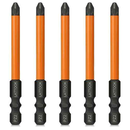 Pozidriv Bit Set, LATTOOK 5-Piece PZ2 Pozi Bit Set, Magnetic S2 Steel Pozidriv Screwdriver, 3'' Long