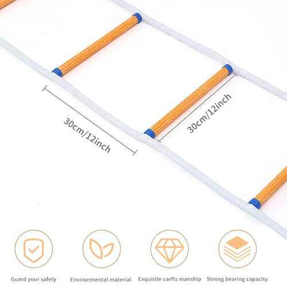 25ft Safety Balcony Emergency Fire Escape Ladder with Hooks Carabins | 2 Story for Adults and Kids |Reusable Multi-use for Treehouse|Weight Capacity up to 2000 lb
