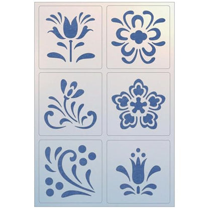 Rosemaling Stencil Set of 6 ? Reusable Scandinavian Folk Art Templates Painting on Wood, Walls, Fabric, Tattoos, Furniture ? Ideal for DIY Crafts & Home Decor ? The Artful Stencil
