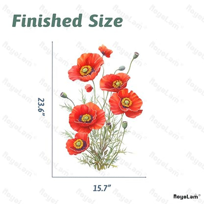 Red Poppy Wall Decals Removable Blooming Flower Vinyl Stickers for Nursery Living Room and Bathroom Botanical Decor Peel and Stick Wall Art for Feminine