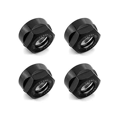 QWORK ER20 A Collet Clamping Nuts for CNC Milling Chuck Holder Lathe, 4 Pack (Black)