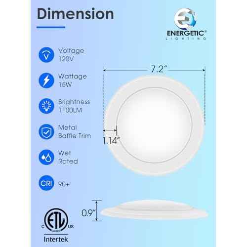 6 Pack 6 Inch LED Disk Light, Dimmable Flush Mount Ceiling Lights, Daylight 5000K, 15W 1100LM, CRI 90+, Low Profile Surface Mount Ceiling Disc Light, Wet Rated, Installs into Junction Box, ETL & FCC