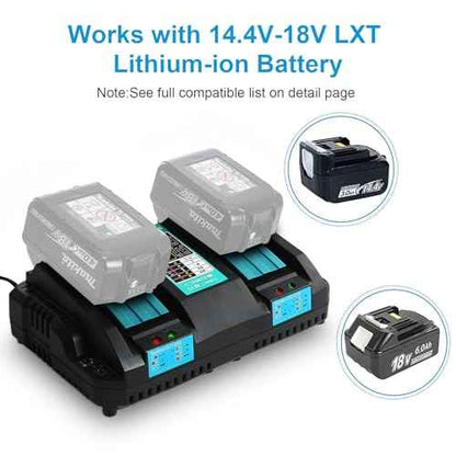 TeenPower 18V Rapid Charger Replacement for Makita Battery Charger 18V Station 2Ports